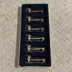 Set of 6 Adorable Silver Plate Cat Knife Rests Zinc Alloy with Silver Plating